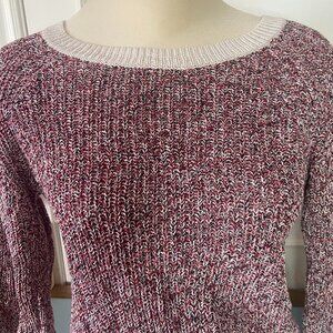 Babaton Silk and Linen Sweater in red, black and cream - Size Medium